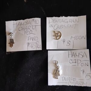 Silver Hamsa and Moon Charms